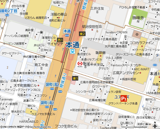 広島中央支店付近の地図